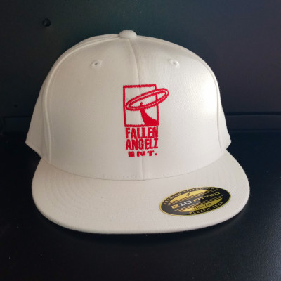 CLEARANCE - Fallen Angelz ENT White/Red Logo Fitted Hat- 7 1/4 to 7 5/8