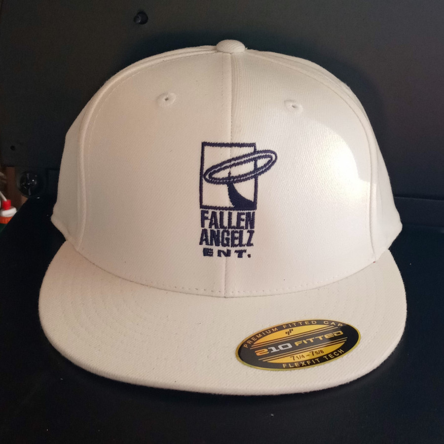 CLEARANCE - Fallen Angels ENT White/Navy Blue Logo Fitted Hat 7 1/4 to 7 5/8
