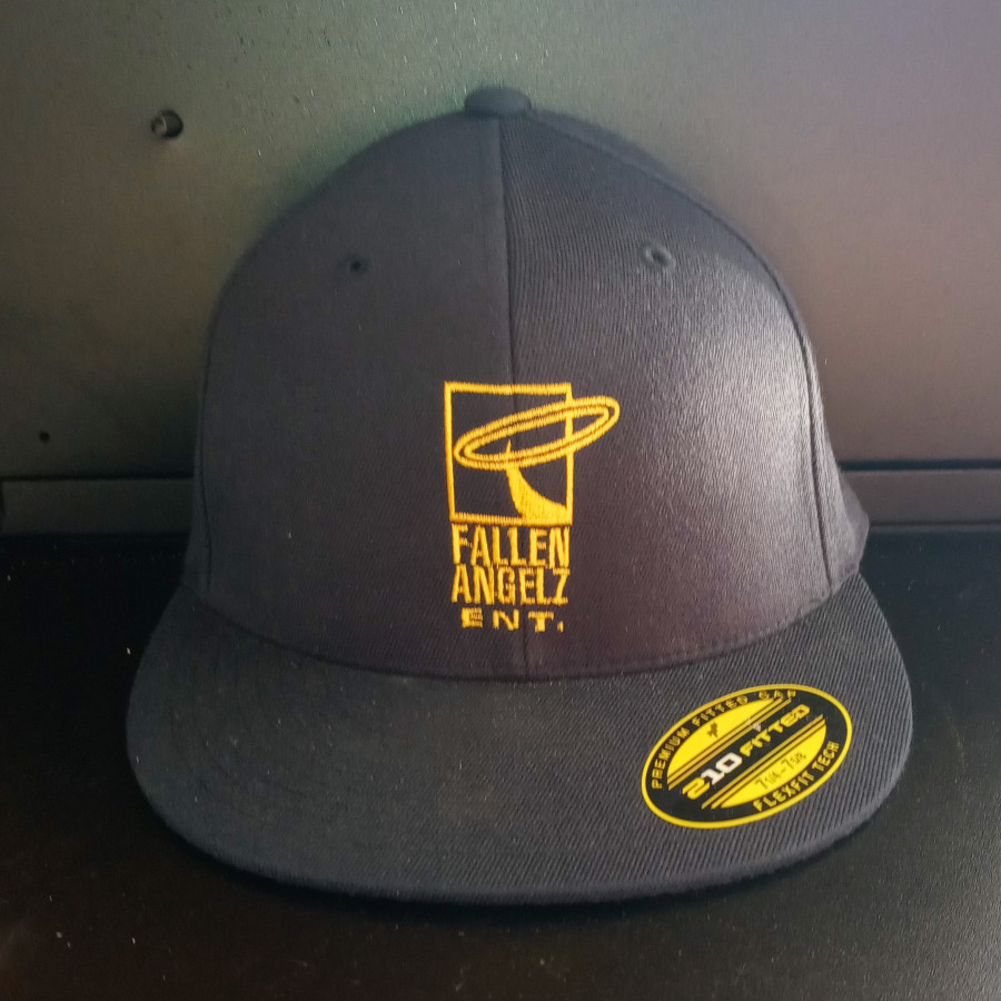 CLEARANCE - Fallen Angels ENT Navy Blue/Yellow Logo Fitted Hat 7 1/4 to 7 5/8